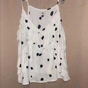 CAbi White and Black Polka Dot Camisole